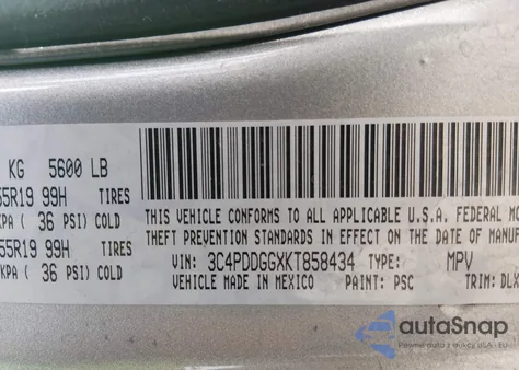 2019 Dodge Journey Crossroad Awd from USA, damaged, VIN 3C4PDDGGXKT858434